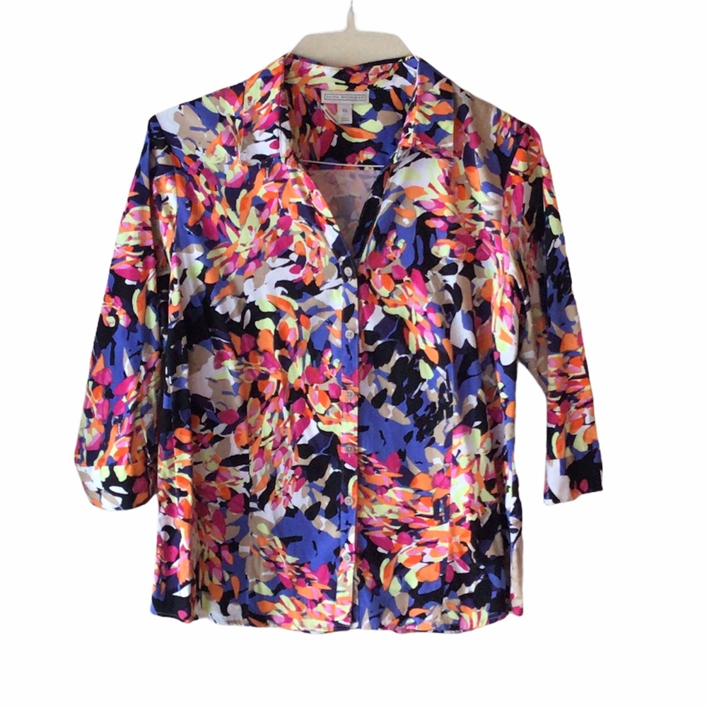 ❤️today $5  Dana Buchman XL Blouse Button Front EUC